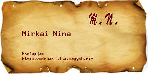 Mirkai Nina névjegykártya